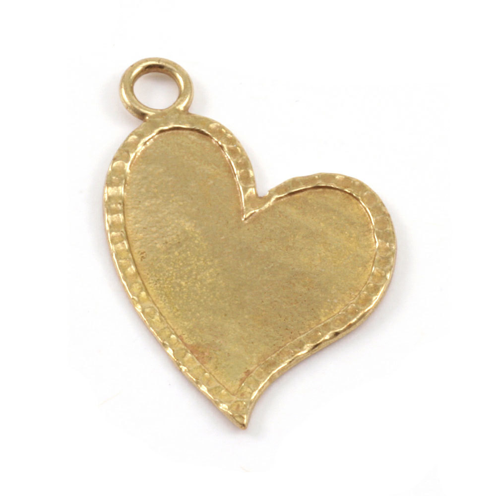 Metal Stamping Blanks Brass Stylized Heart with Peened Edge